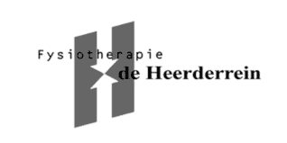 Logo van Fysiotherapie de Heerderrein met zwart-wit ontwerp en tekst.