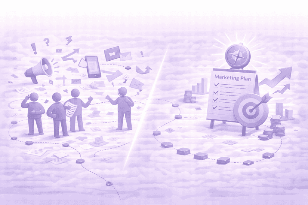 Vergelijking van creatieve communicatie en strategische marketingplanning.